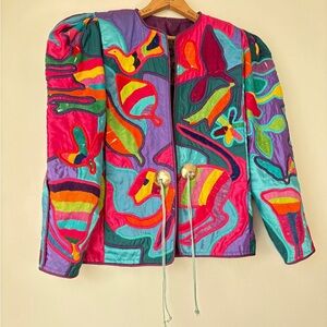 La ColecciΓ³n Judith Roberts Art to Wear Patchwork Multicolor Bomber Jacket Gift